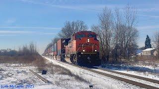 NS 254-13 w/ BNSF SD70ACe #9278 and BNSF ES44C4 #7579 @ Oak St in Wyandotte, MI 2/14/25