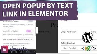 How to Trigger a Popup on a Link Click in Elementor Pro WordPress | Opening a Popup By Text Link