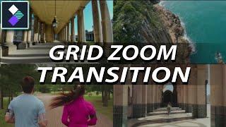 FILMORA X | HOW TO MAKE VIDEO GRID ZOOM TRANSITION EFFECT | TRANSITION ANIMATION TUTORIAL [HINDI]