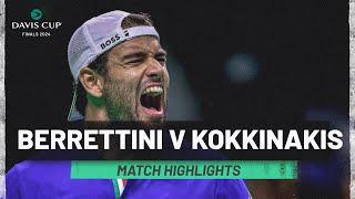 Matteo Berrettini v Thanasi Kokkinakis | Italy v Australia | Davis Cup Finals 2024 Match Highlights