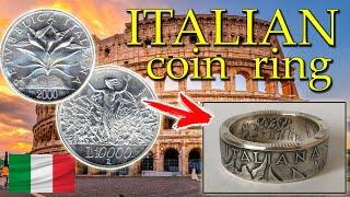 Italian Silver coin into a ring! 10000 Lire Italy, Millennium coin ring.