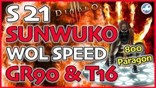 Diablo 3 Season 21 Sunwuko GR90 3 minutes 800 Paragon Wave of Light Monk (Patch 2.6.8 &2.6.9)