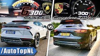 LAMBORGHINI URUS vs PORSCHE CAYENNE TURBO 0-300km/h ACCELERATION SOUND & POV by AutoTopNL