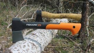 Обзор и тест топора Fiskars X7 + сравнение с обычным кованым топором