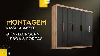 Montagem completa - Guarda roupa Lisboa 8 portas - Tonielque Móveis