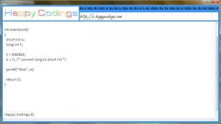 Convert long to short int c code example
