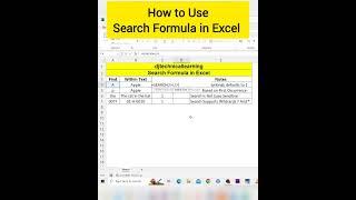 How to Use Search Formula in Excel | Search Function in Excel | #search #searchformula #excel #tips