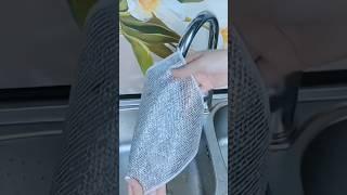 Double-Sided Microfiber Stainless Steel Scrubber Cloth #scrubber #kitchenitems