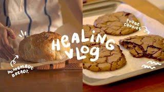 BAKING VLOG  baking bread for the first time, fudge brownie cookies, fave books & japanese snacks