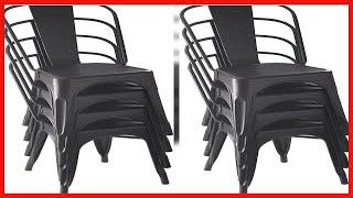 Amazon Basics Metal Dining Chairs - Set of 4, Black