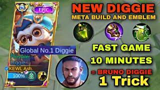 New DIGGIE strategy Easy win in 10 Minutes ( Diggie Best Build and Emblem) - MLBB