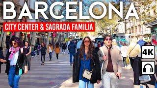 BARCELONA, Spain  4K Walking Tour Downtown, La Rambla & Sagrada Familia 2024