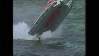 F1 Boat 360 degrees backwards flip and continues racing