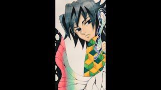 Tomioka Giyuu Drawing Tutorial  | DEMON SLAYER / Kimetsu no Yaiba TikTok Art #shorts