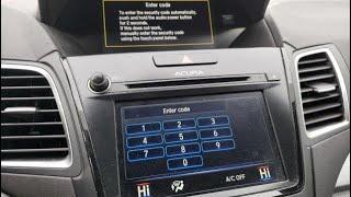 2018 Acura RDX Radio Code reset without having the code