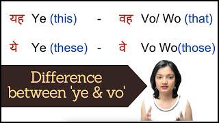 Difference Between Hindi Words YE & WO | Basics For Beginners