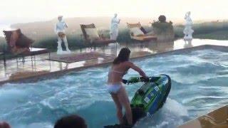 Amazing Jet Ski flips in a swimming pool!