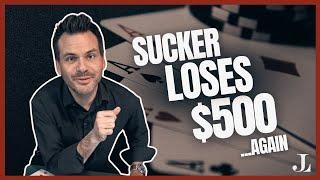 Watch a SUCKER lose $500 #cardmagic #vegas #trick #poker #wsop #challenge #cardgame #aces