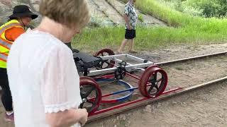 Traverse city Rail Bike rides turntable to turn rail bikes around #Rails on wheels 6/25/23