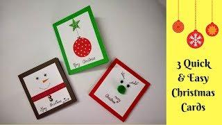 3 Super Easy and Quick Christmas Cards | Handmade Christmas Card Tutorial | DIY