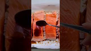 Quick and easy salmon bake with a delicious buttery honey soy garlic glaze!