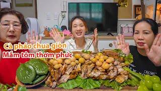 |1378| MỜI MẸ CHỒNG HÀN ĂN THỊT LUỘC CÀ PHÁO MẮM TÔM THƠM CHẤT NGẤT.