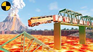 Trains vs Lava & Collapsing Bridge  BeamNG.Drive