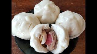 How to make steam buns with pork stuffing, qhia ua kas las paus nqaij npuas noj