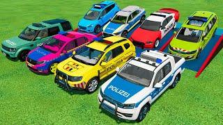 POLICE CARS ! DACIA, AUDI, RANGE ROVER, VOLKSWAGEN, FORD, DODGE POLICE CARS TRANSPORTING ! FS22