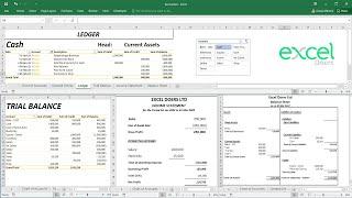 How to automate Accounting Ledger, Trial Balance, Income Statement, Balance Sheet in Excel | English