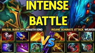 INTENSE HARD CARRY BATTLE | Brutal Burn DPS Wraith King Vs. Insane Geminate Attack WEAVER DotA 2