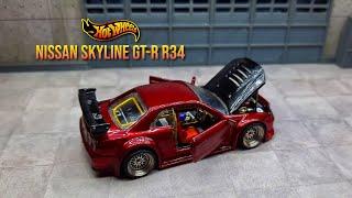 NISSAN SKYLINE GT-R R34 Custom Hot Wheels 1/64 Scale