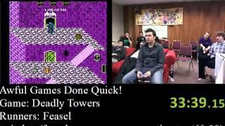 Deadly Towers NES - SPEED RUN (54:54.50) by Feasel - Awesome (Awful lol) Games Done Quick 2012