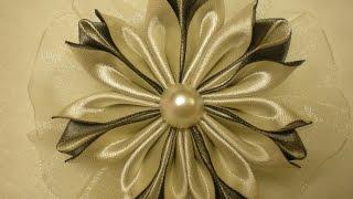 Канзаши Цветок из Лент. Новый Лепесток./DIY /KANZASHI / Make Hair Bow /Tutorial / Flower./