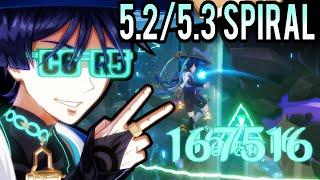 C6 R5 Wanderer 5.2/5.3 Spiral Abyss Speedrun [Genshin Impact]