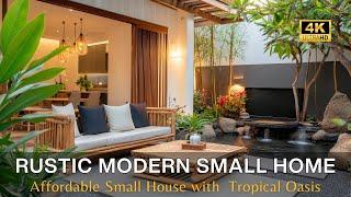 Modern Meets Rustic: Affordable Small House with Lush Tropical Courtyard Oasis for Tranquil Living