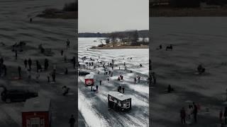 I needed sunglasses #icefishing #droneshots #winteractivities