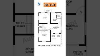 28x31 Simple House Plans | 28 by 31 Ghar ka Naksha #homedesign #shorts #architecture