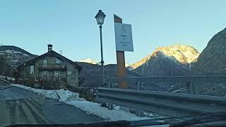 Driving from Roisan towards Gignod, II (Rovin), at dusk. Aosta valley, Italy, 13/12/21