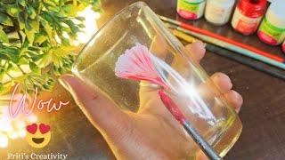 Easy Glass Painting Idea | Unique Glass Art Design | Glass Craft for beginners