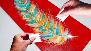 STUNNING Feather Acrylic Pouring ULTIMATE Swipe Technique - Easy! | AB Creative Tutorial