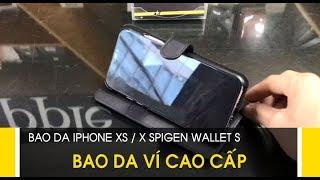 LÊ SANG | Bao da iPhone XS / X Spigen Wallet S kiểu ngăn ví đa năng, hàng hiệu cao cấp