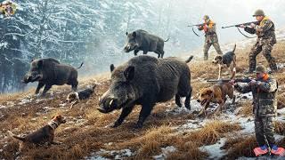 Wild Boar Hunt In Cold - Perfect Shot Tearing Through The Frozen Forest In Winter | Wild Hog Hunt