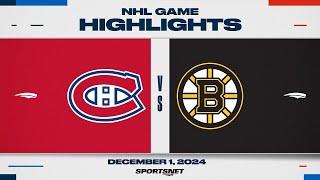 NHL Highlights | Canadiens vs. Bruins - December 1, 2024