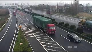 Reckless Driver Missed Exit Causes Two Semi Trucks to Crash Spectacularly