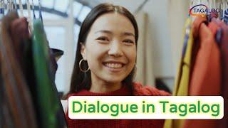 Dialogue in Tagalog: Mag-shopping tayo! (Let's go shopping!), with Tagalog and English subtitles