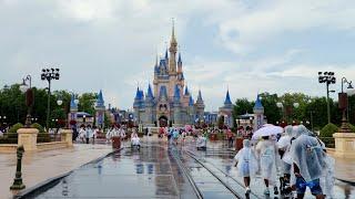 Magic Kingdom Main Street USA 2025 Rain Walkthrough in 4K | Walt Disney World Florida June 2025