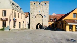 Sweden Walks: Visby. Unique, medieval town in the morning. From the eastern gate. Relaxing walk.