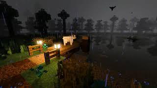  Minecraft Atmospheric Rainy Fish Pond Ambience w/music (10 Hours) 