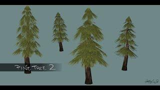 [3D][HandPainted] Low poly cartoon Pine version 2